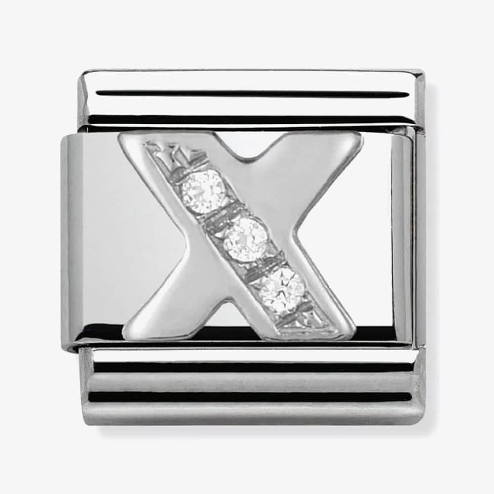 Composable Classic LETTER X stainless steel, Cubic zirconia and 925 silver