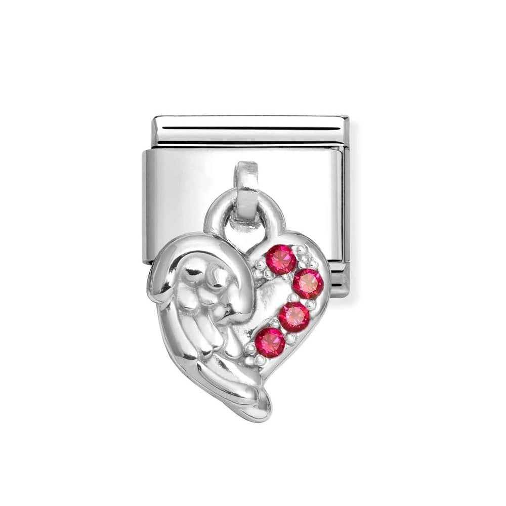 Composable Classic Link, Angel Wing with Red stones Charm