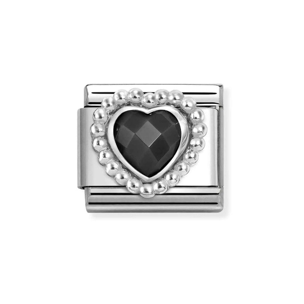 Composable Classic Link, Black CZ Heart Charm