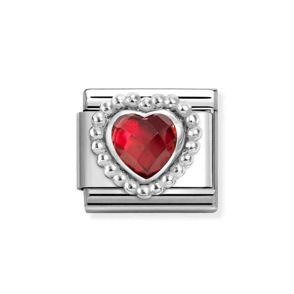 Composable Classic Link, Faceted Red Heart,Beaded Charm