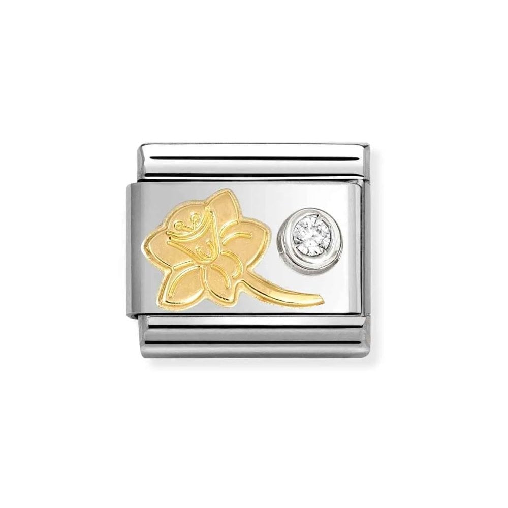 Composable Classic Link, Gold Daffodil & CZ set in silver Charm