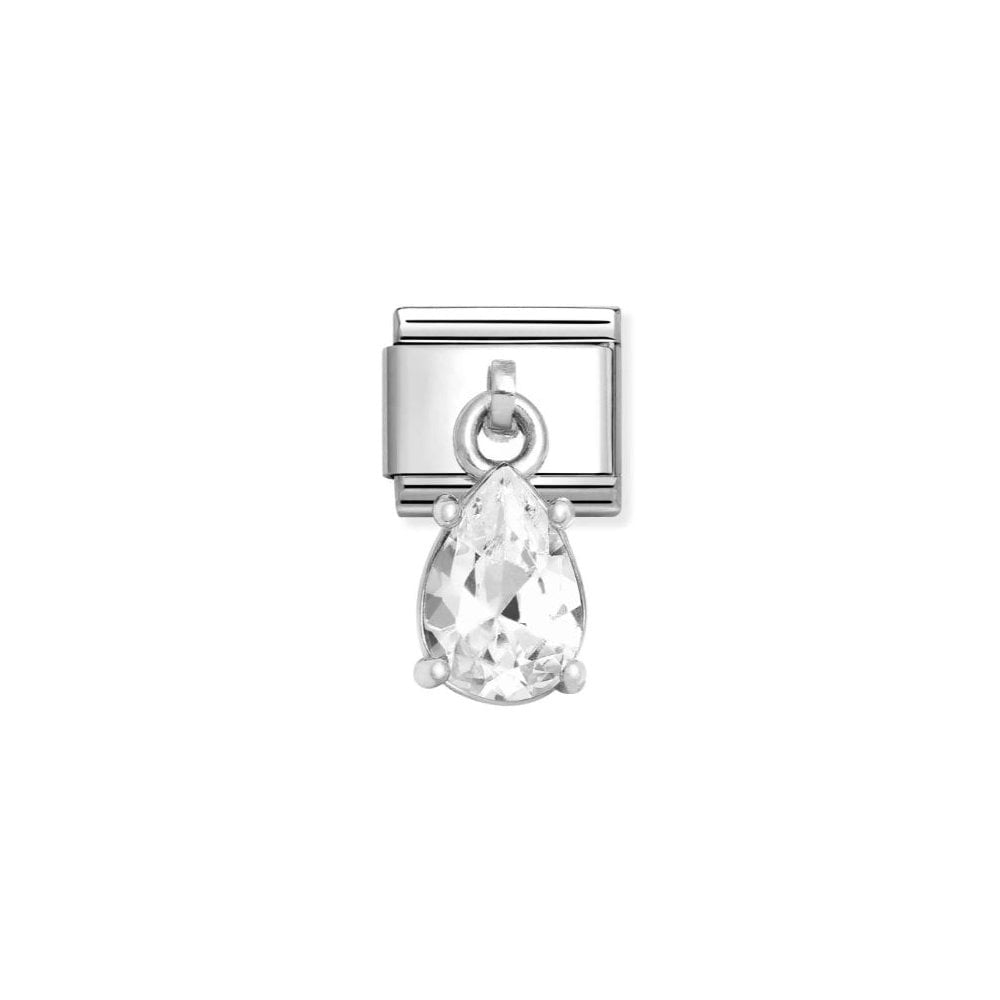 Composable Classic Link, Pendant Drop Pear Cut Stone, White Charm