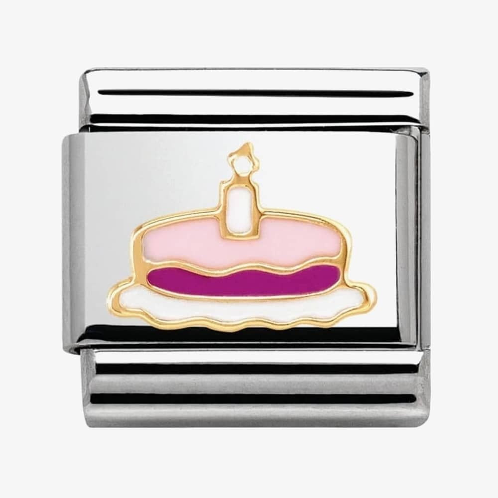Composable Classic MADAME MONSIEUR CAKE WITH CANDLE in stainless steel with 18k gold and enamel