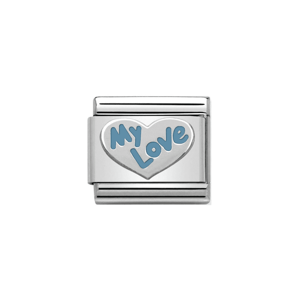 Composable Classic MY LOVE HEART CHARM LIGHT BLUE in stainless steel, enamel and silver 925