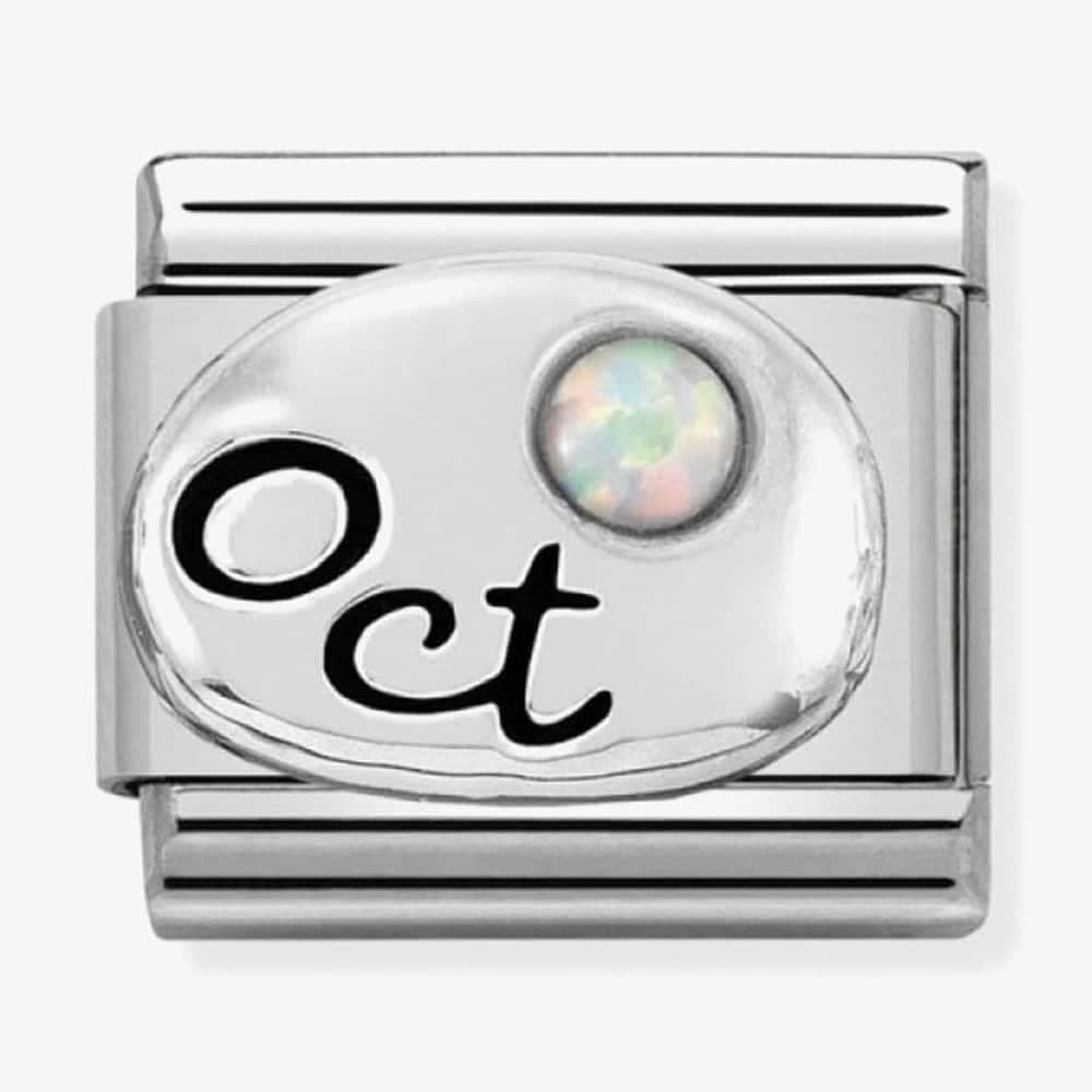 Composable Classic OCTOBER BIRTHSTONE WHITE OPAL in stainless steel & sterling silver