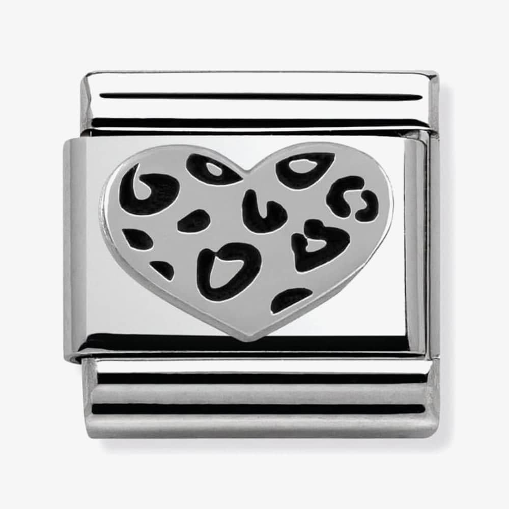 Composable Classic OXIDIZED LEOPARD HEART in stainless steel and sterling silver
