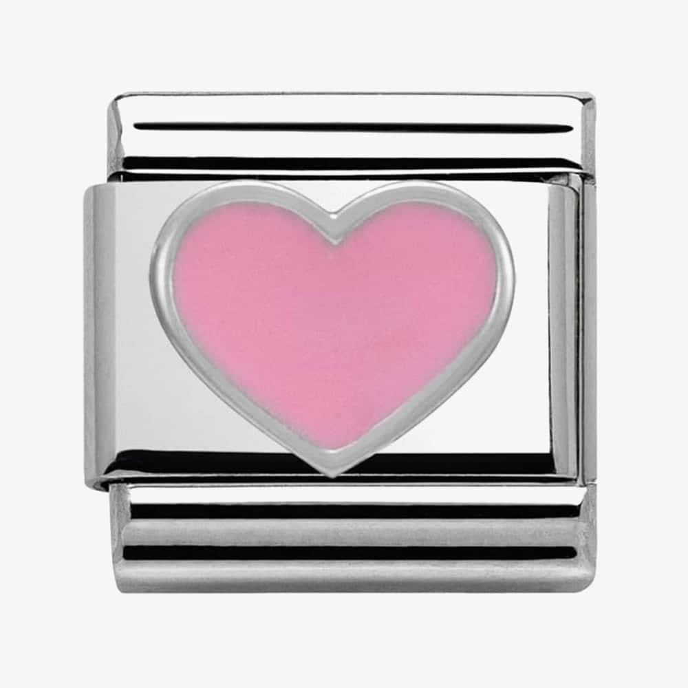 Composable Classic PINK HEART in stainless steel, enamel and silver 925