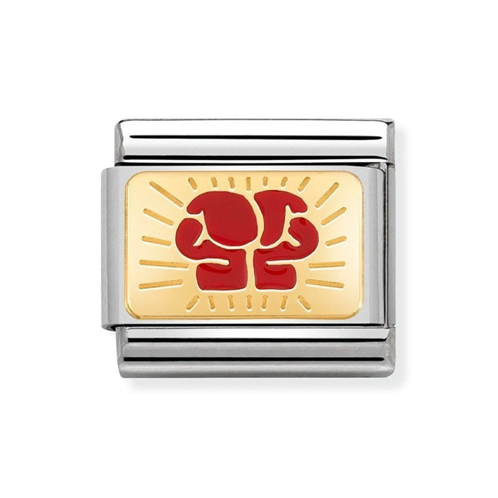 Composable Classic RED BOXING GLOVES in steel , enamel and 18k gold