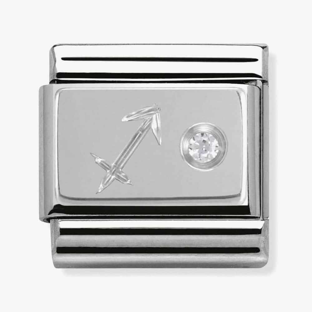 Composable Classic SAGITTARIUS ZODIAC CHARM stainless steel, Cubic zirconia and 925 silver