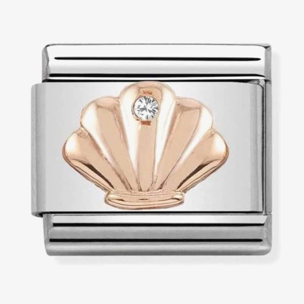 Composable Classic SHELL in stainless steel with 9K rose gold and CZ