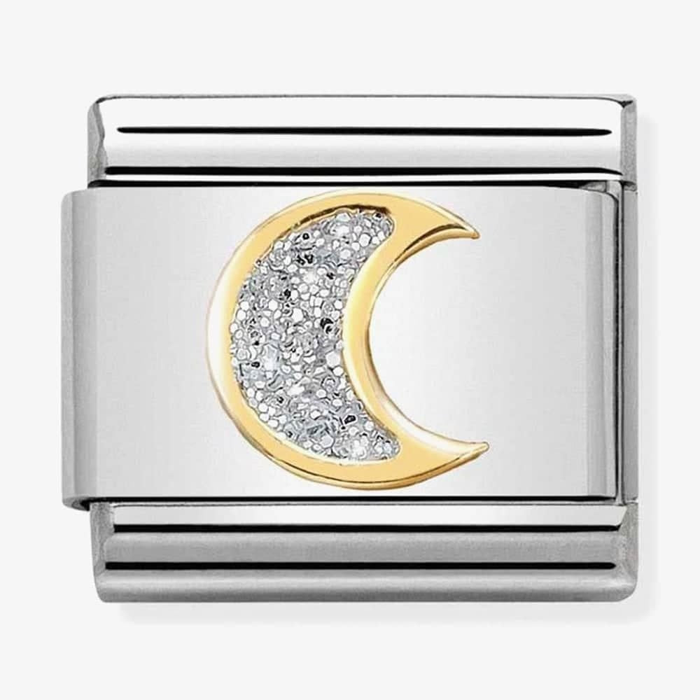 Composable Classic SILVER MOON GLITTER SYMBOLS in steel, enamel and 18CT gold