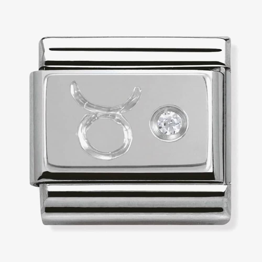 Composable Classic TAURUS ZODIAC CHARM stainless steel, Cubic zirconia and 925 silver