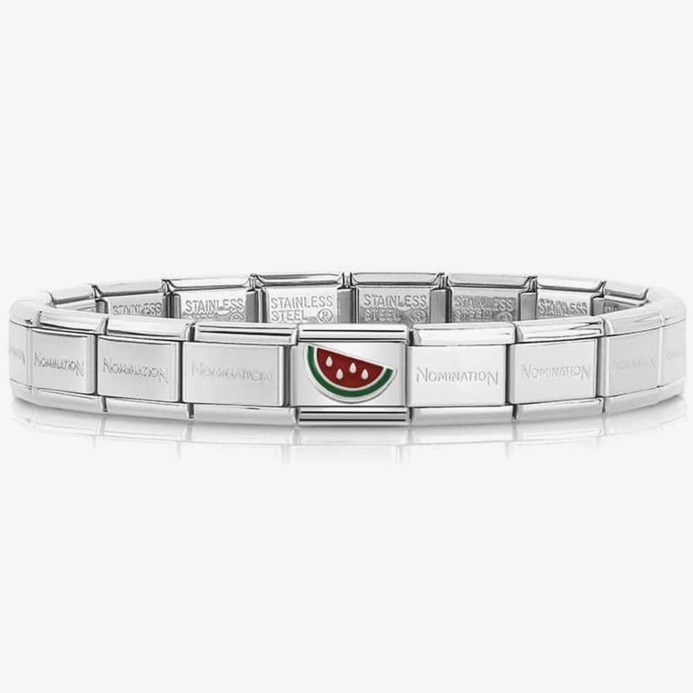 Composable Classic WATERMELON CHARM in stainless steel, enamel and silver 925