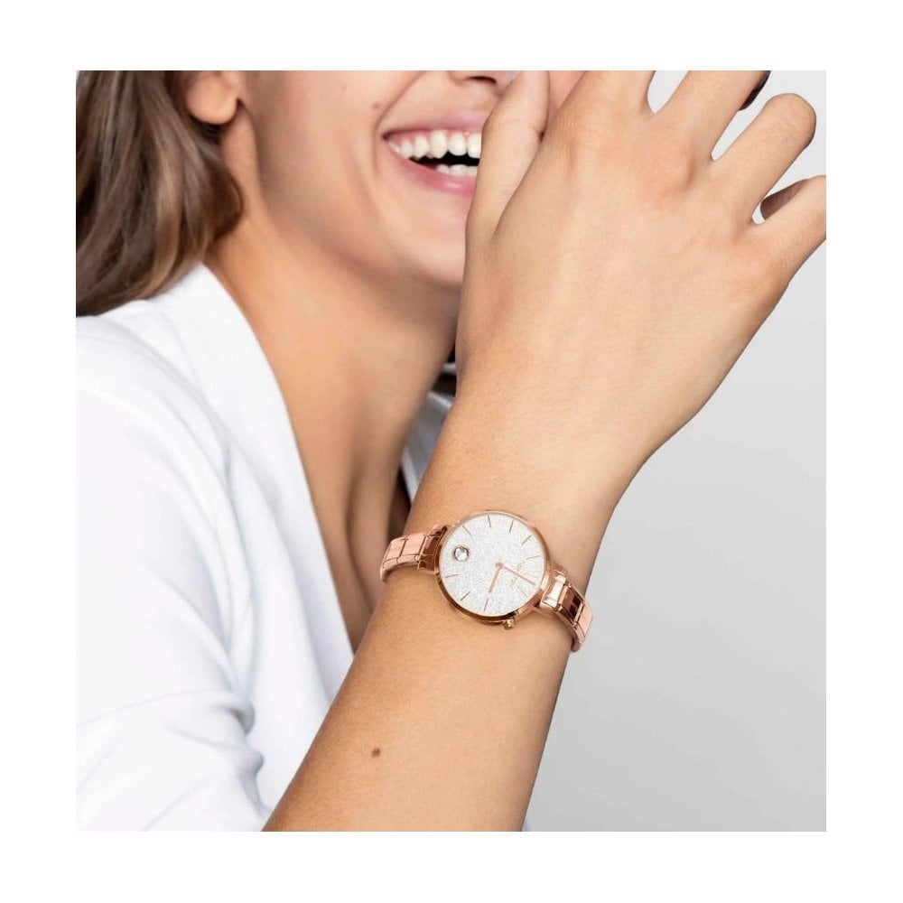 Composable Glitter Dial with Dancing Stone Link Rosegold Ladies Watch