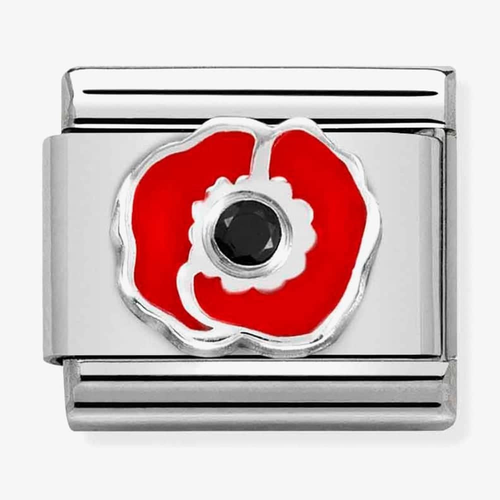 Composable Link, Red Poppy with Black CZ Charm