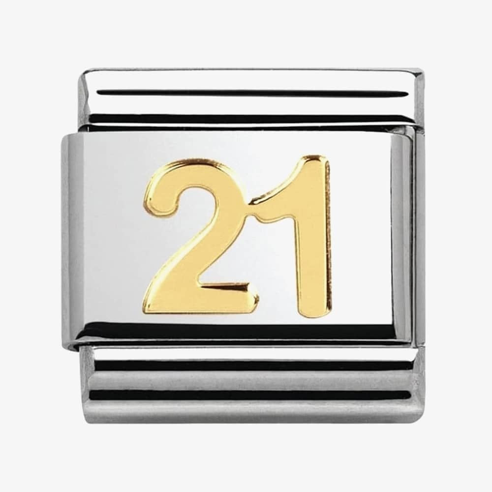 Composable classic "21" link in steel and 18kt gold Link