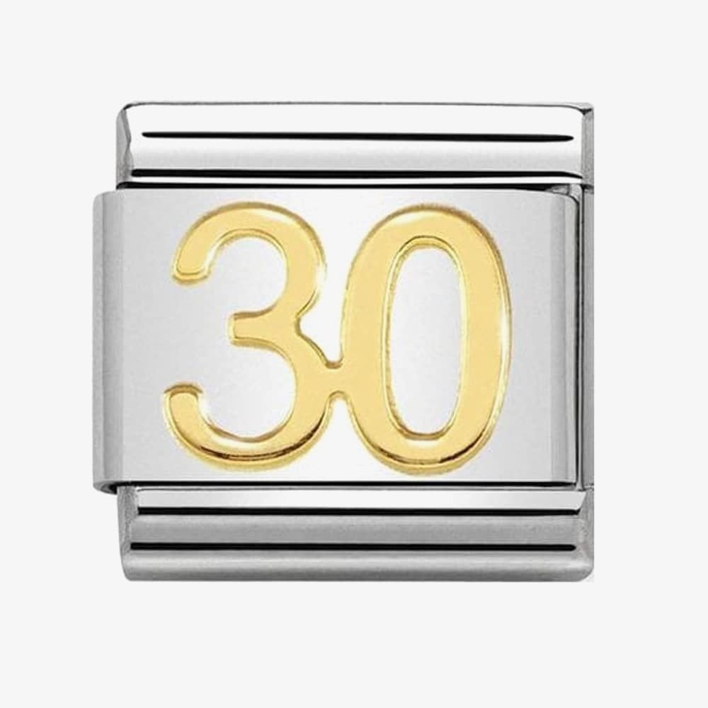 Composable classic "30" link in steel and 18kt gold Link