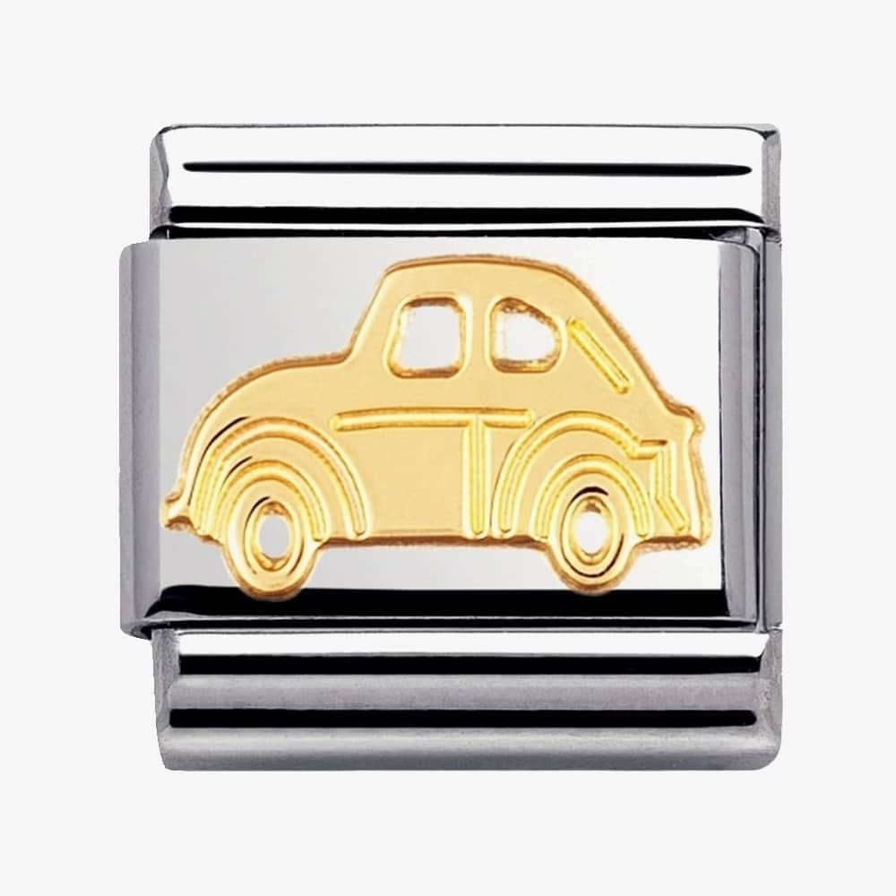 Composable classic CAR link in steel and 18kt gold