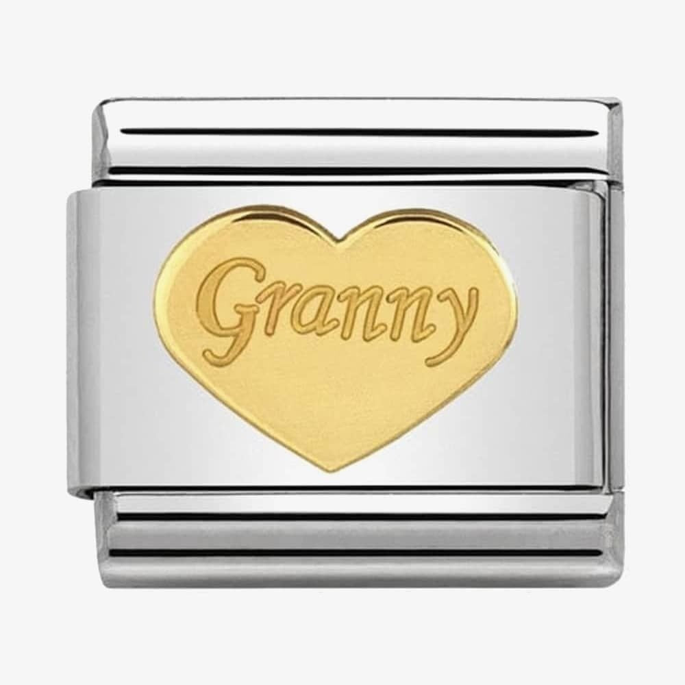 Composable classic GRANNY HEART link in steel and 18kt gold