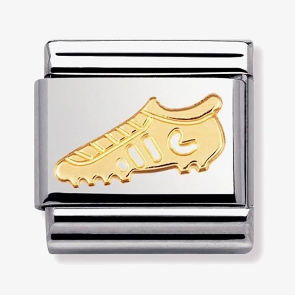 Composable classic SPORTS FOOTBALL BOOT link in steel and 18kt gold