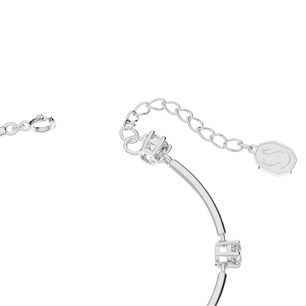 Constella bangle, Round cut, White, Rhodium plated