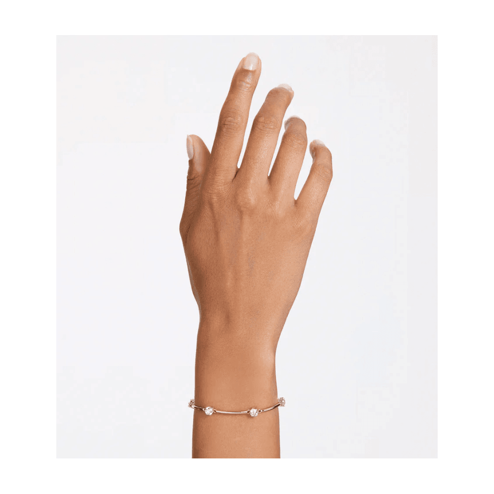 Constella bangle, Round cut, White, Rose gold-tone plated