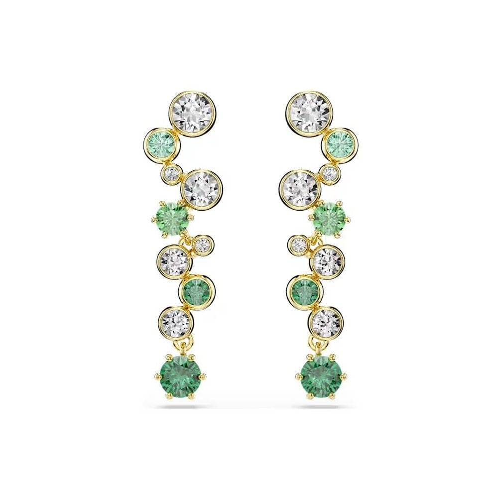 Constella drop earrings Mixed cuts, Green, Gold-tone plated