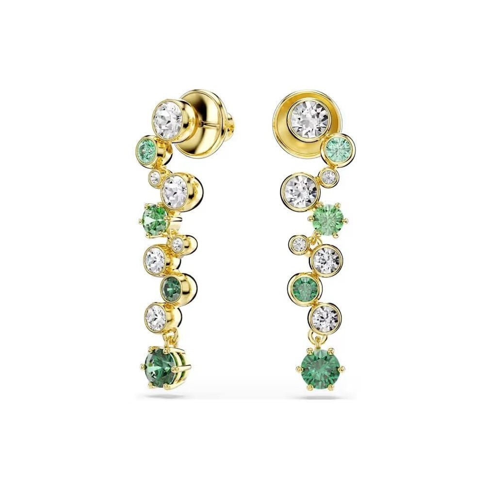 Constella drop earrings Mixed cuts, Green, Gold-tone plated