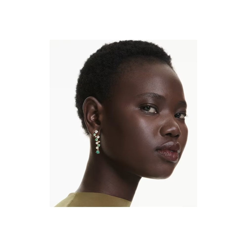 Constella drop earrings Mixed cuts, Green, Gold-tone plated