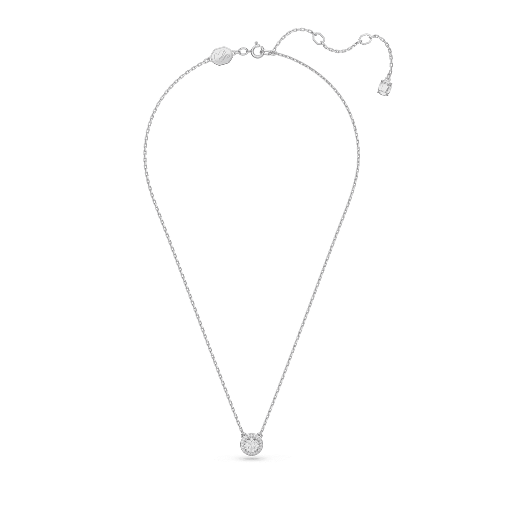 Constella pendant Round cut, Pavé, White, Rhodium plated