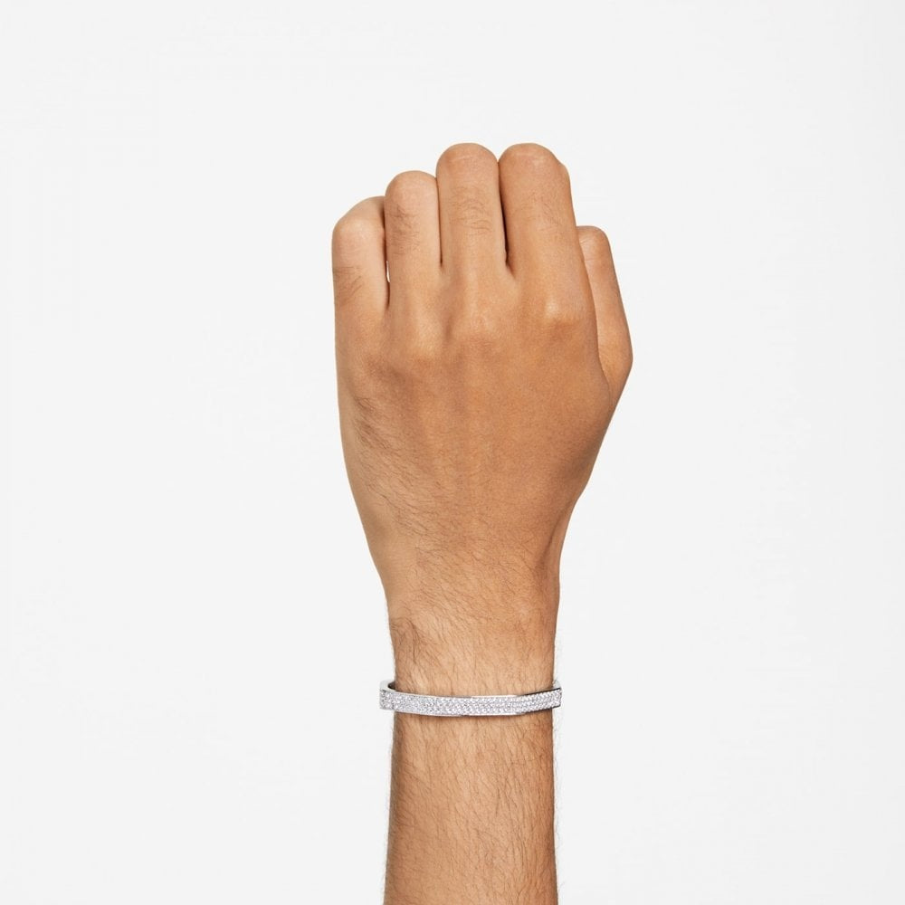 DEXTERA PAVÉ OCTAGON SHAPE BANGLE WITH RHODIUM FINISH