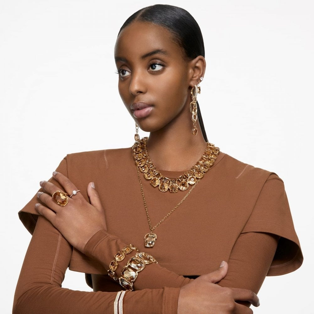 DEXTERA PAVÉ OCTAGON SHAPE GOLD TONE BANGLE