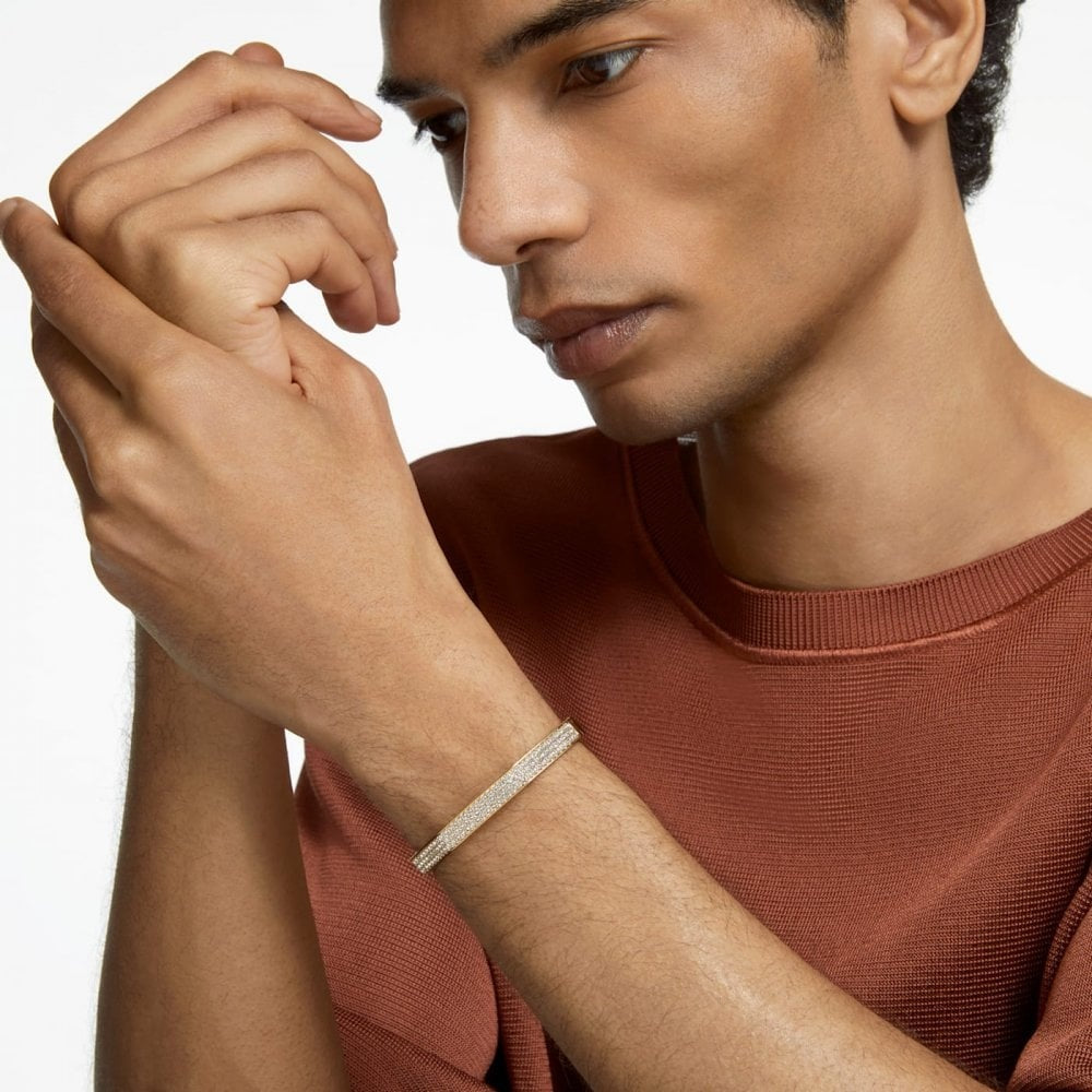 DEXTERA PAVÉ OCTAGON SHAPE GOLD TONE BANGLE