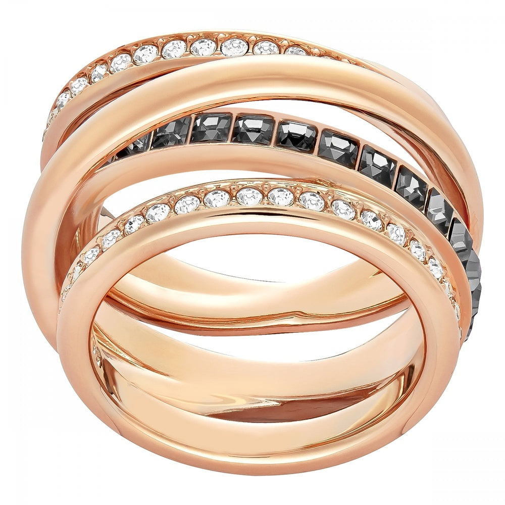 DYNAMIC RING, GREY, ROSE-GOLD TONE PLATED