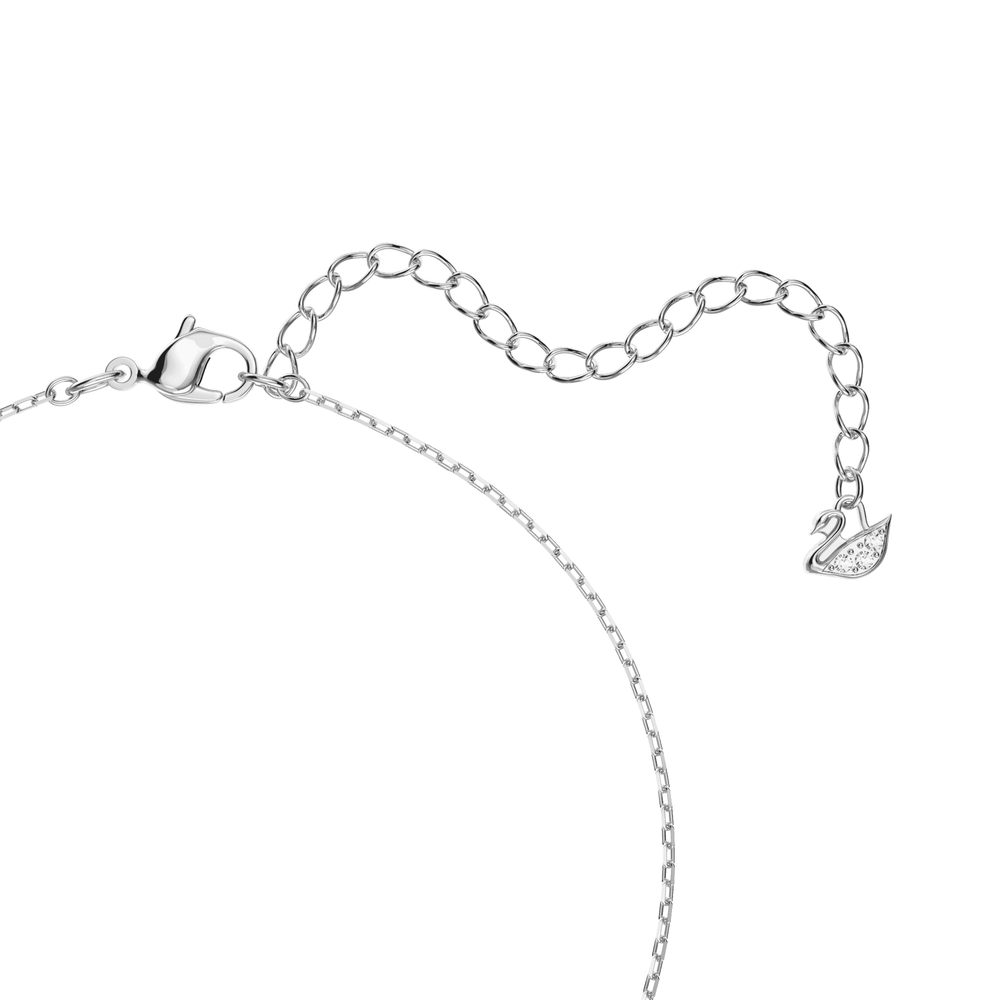 Dancing Swan necklace, Swan, White, Rhodium plated