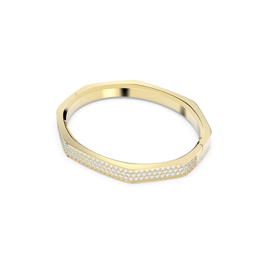 Dextera Octagon shape, White, Gold-tone plated Bangle