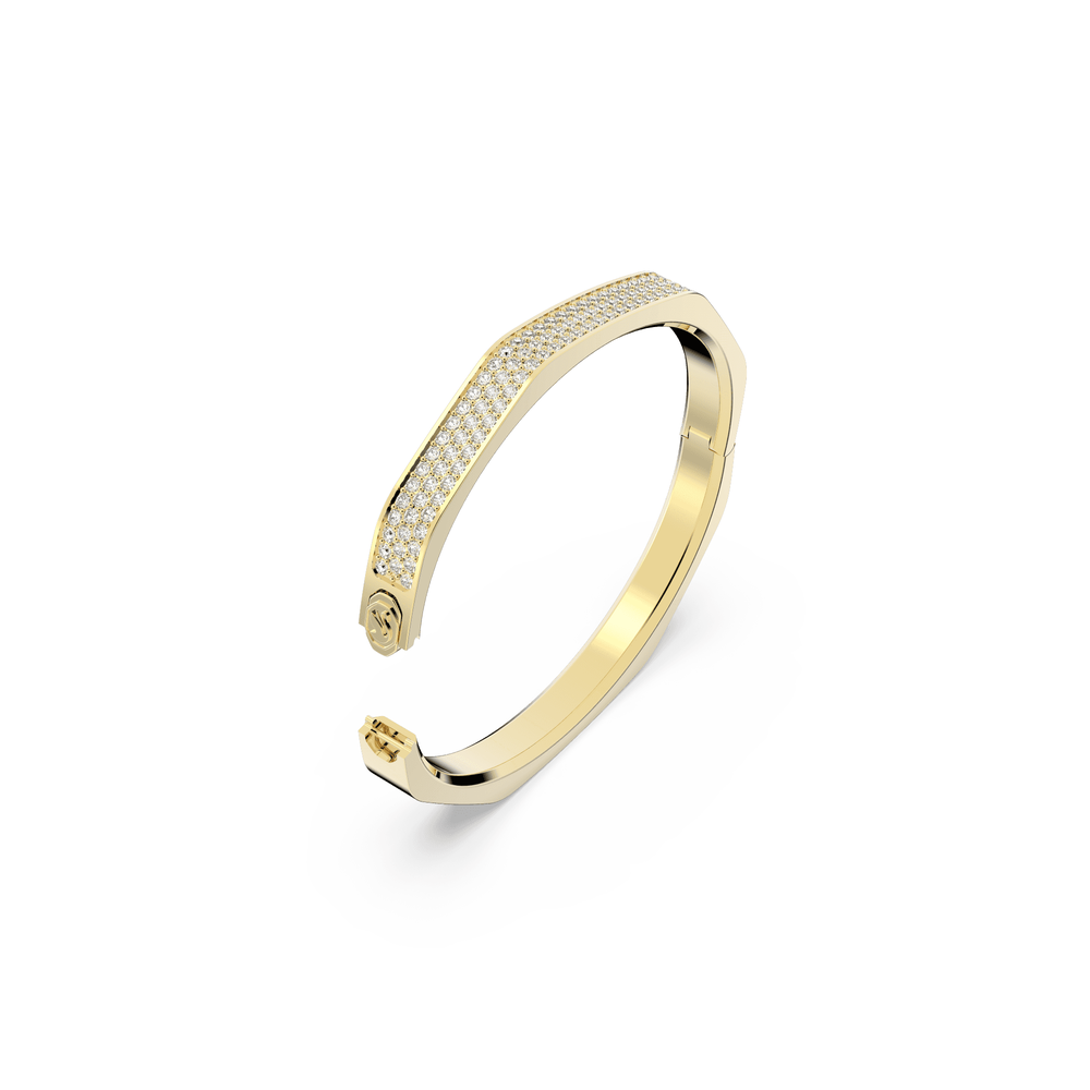 Dextera Octagon shape, White, Gold-tone plated Bangle
