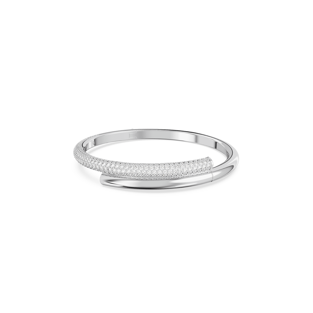 Dextera bangle Magnetic closure, White, Rhodium plated