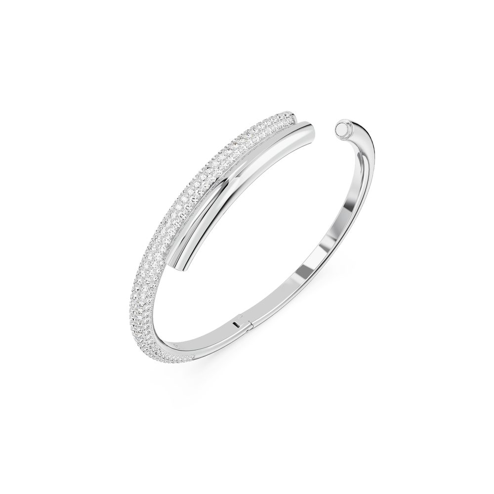 Dextera bangle Magnetic closure, White, Rhodium plated