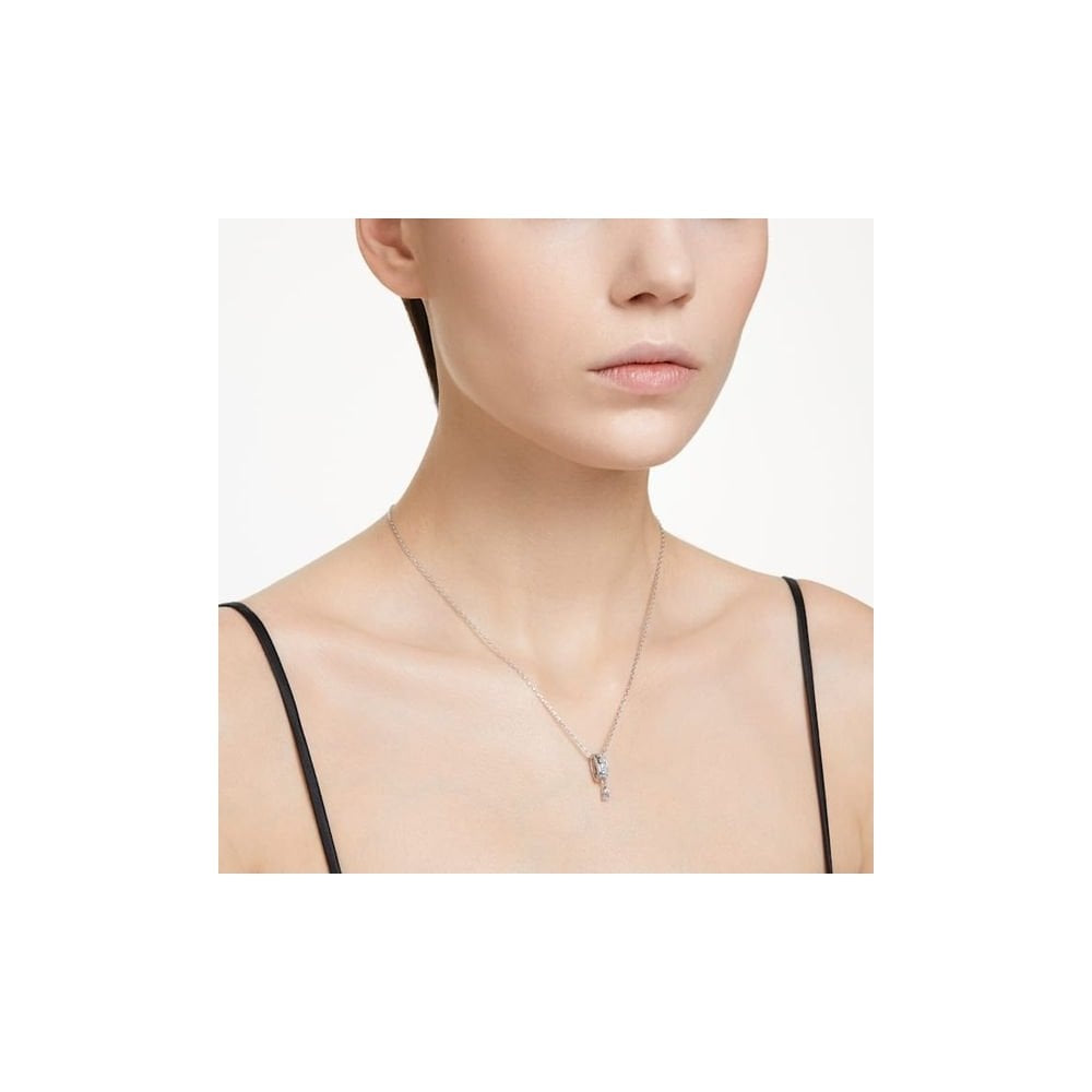 Dextera pendant Mixed cuts, White, Rhodium plated