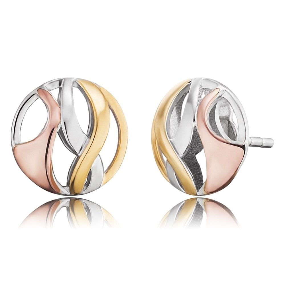ENGELSRUFER 3 COLOUR GOLD ON SILVER PARADISE STUD EARRINGS