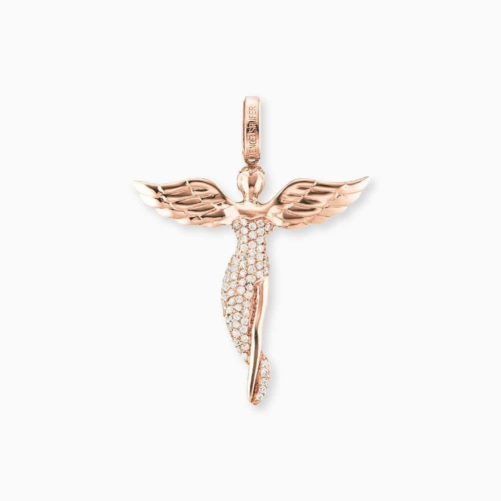 ENGELSRUFER ROSE GOLD ON SILVER ANGEL PENDANT WITH CUBIC ZIRCONIA