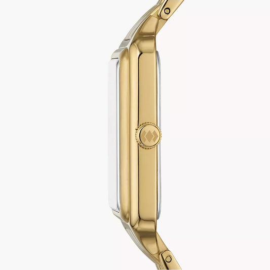 Raquel Three-Hand Date Gold-Tone Stainless Steel Fossil Watch