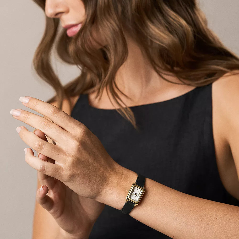 Fossil Raquel Mini Three-Hand Ladies Black Leather Watch