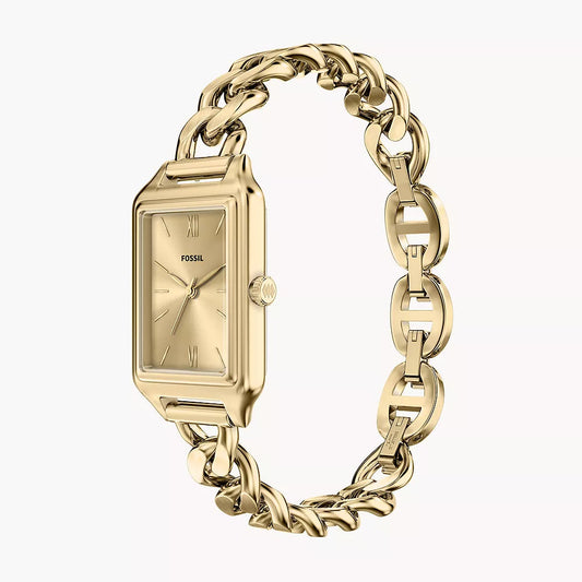 Fossil Raquel Three-Hand Ladies Curb Bracelet Gold Stainless Steel Watch