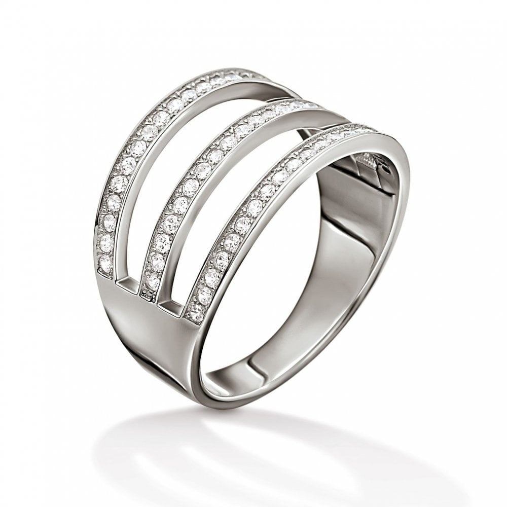 ESSENTIALS STERLING SILVER & CUBIC ZIRCONIA ROW RING