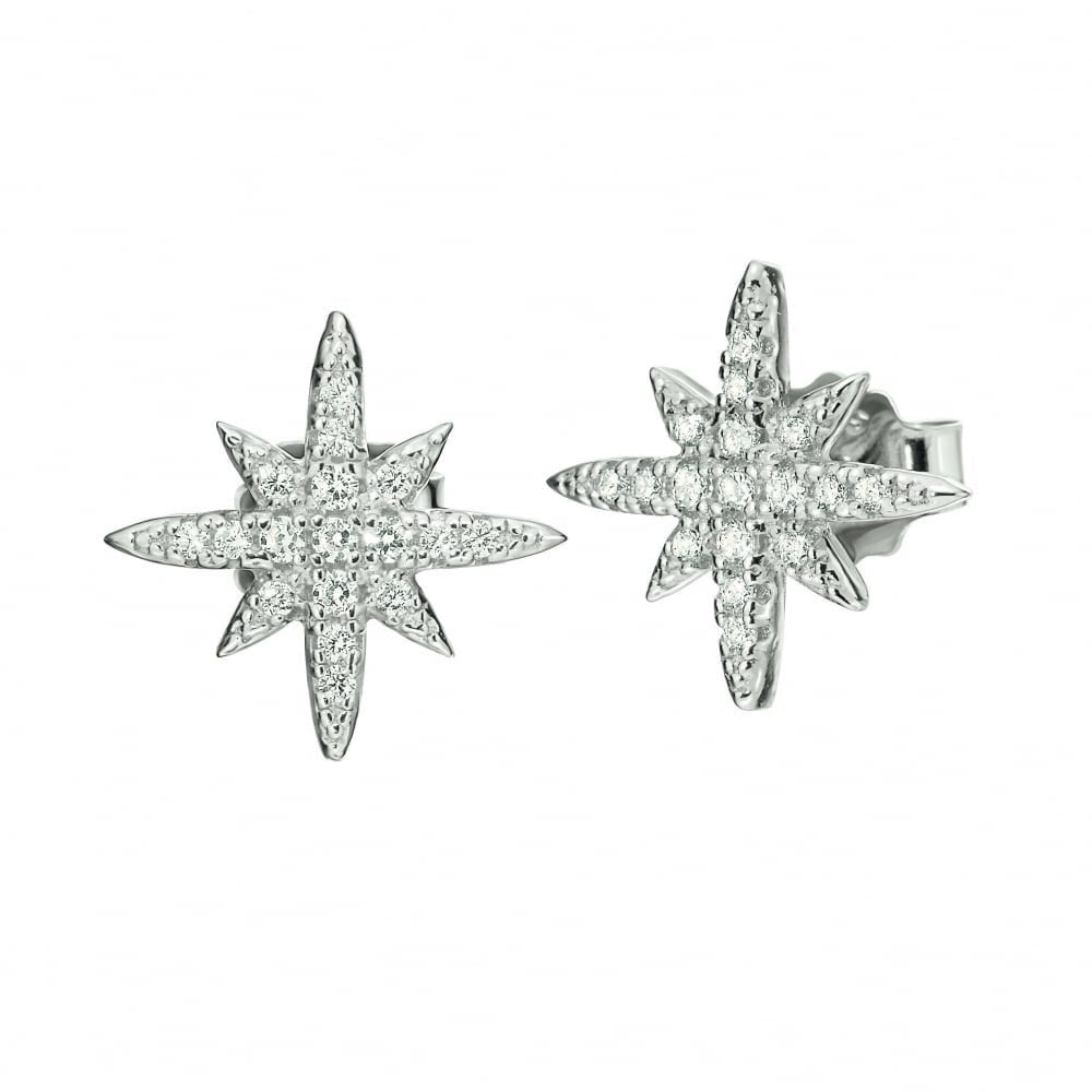 ESSENTIALS STERLING SILVER & CUBIC ZIRCONIA SNOWFLAKE STUD EARRINGS