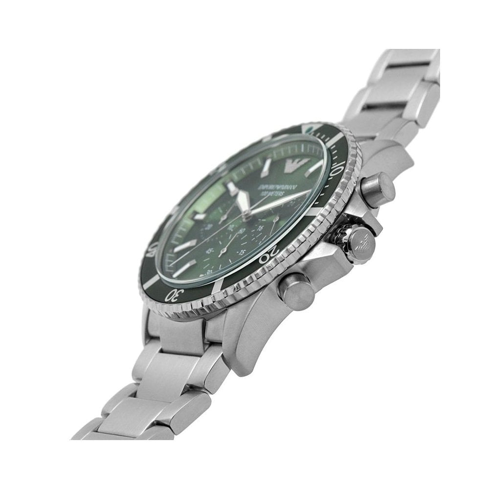 Emporio Armani Diver Green Dial Chronograph Watch