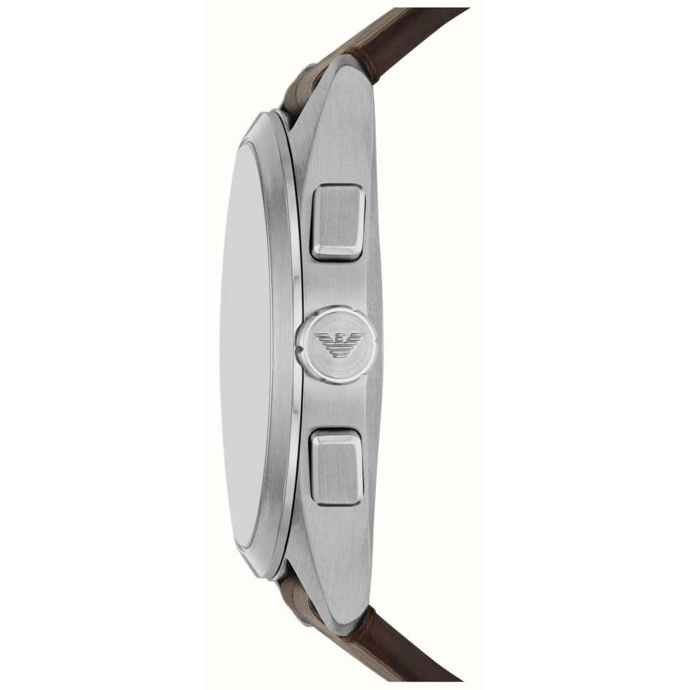 Emporio Armani Men's Brown Dial Brown Leather Strap Watch
