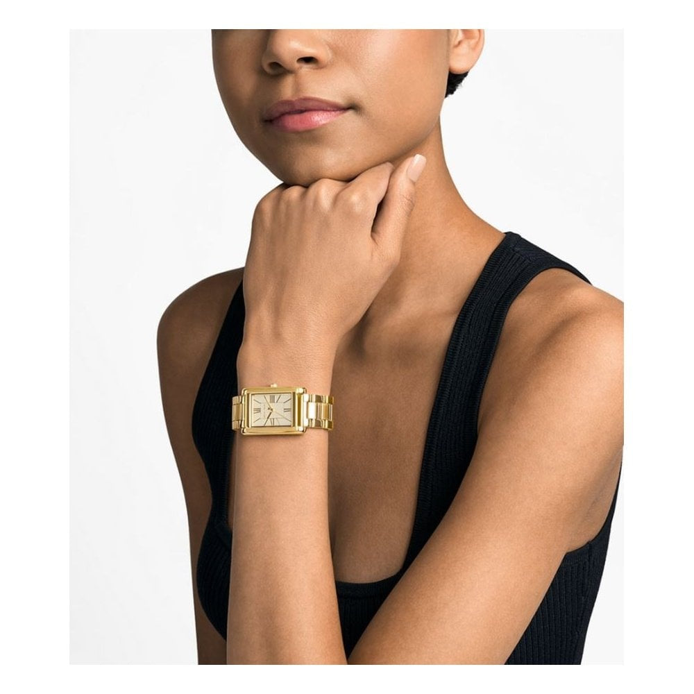 Essex, Rectangular Ladies Gold Stainless Steel Watch